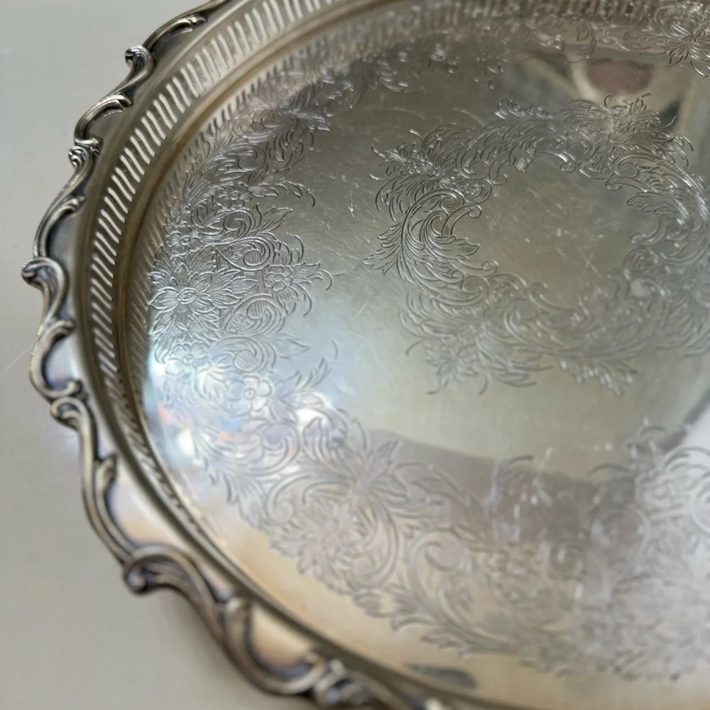 Vintage antique Joanne Silverplate Hollowware webster wilcox tray plate serving